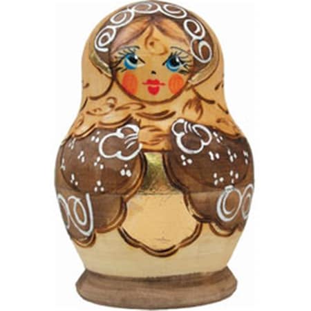 Russia Nested Dolls Gold Floral Bw 5 Nest Doll 3 In.